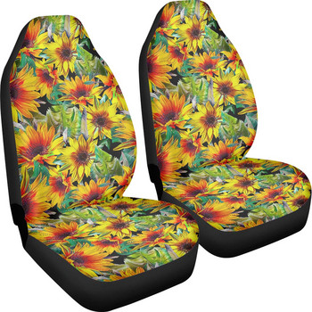 Ελαιογραφία Sunflower Prints Heavy-Duty προστατευτικό αυτοκινήτου Μαξιλάρι καθισμάτων αυτοκινήτου Πλενόμενα Καλύμματα καθισμάτων οχήματος για Σετ αυτοκινήτου με 2 αξεσουάρ
