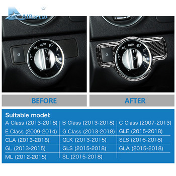 Въздушна скорост Стикери за превключване на фарове от въглеродни влакна за Mercedes Benz ABCEG Class CLA GLA GLE GLK GL Аксесоари Облицовка на автомобила