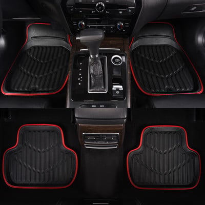 Univerzálne autokoberce z umelej kože, čierne červené, vodeodolné, proti znečisteniu, ľahké, klasické autokoberce pre všetky autá, styling auta