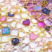 Mini arany UV gyanta alap nyitott keret, epoxi forma fém bűbáj ékszer medál keret nyaklánc kiegészítők barkács kézműves szerszám