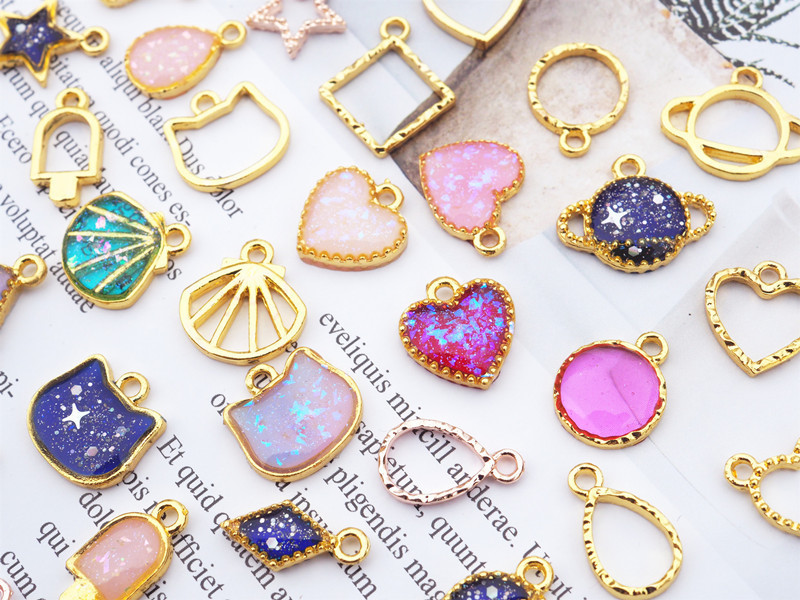 Mini arany UV gyanta alap nyitott keret, epoxi forma fém bűbáj ékszer medál keret nyaklánc kiegészítők barkács kézműves szerszám