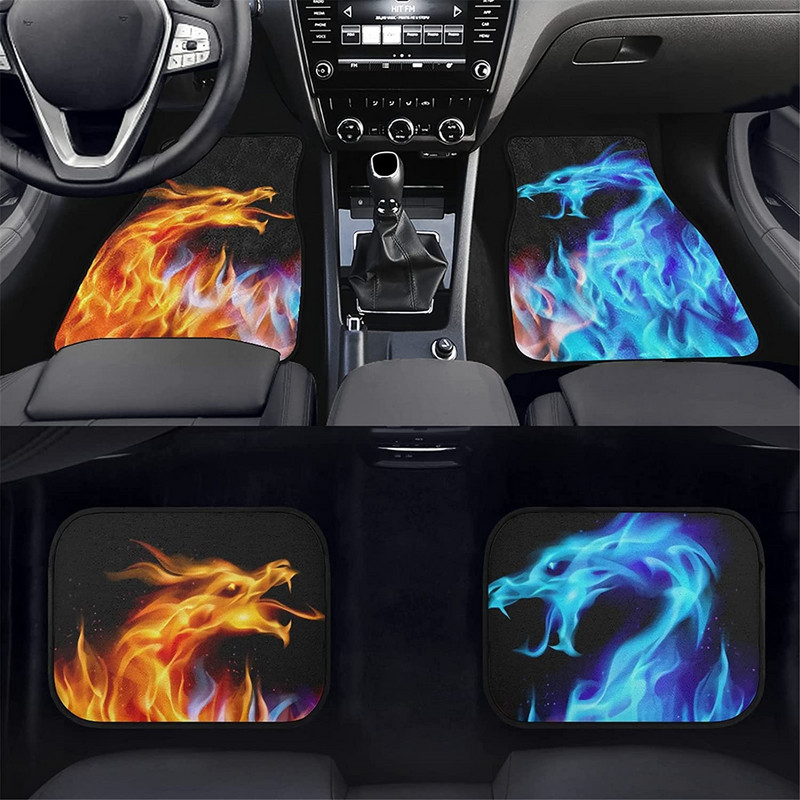 AFPANQZ Cool Dragon Design autós padlószőnyeg teljes készlet 4 első és hátsó padlószőnyeg Védelem SUV teherautó furgonok limuzinok gumi