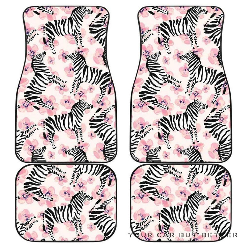 Χαριτωμένο Ζέβρα Μπροστινά και Πίσω Πατάκια αυτοκινήτου Λαστιχένιο Υλικό Αδιάβροχο Αντιρρυπαντικό Εσωτερικό 4 Σετ Αξεσουάρ Προστασίας