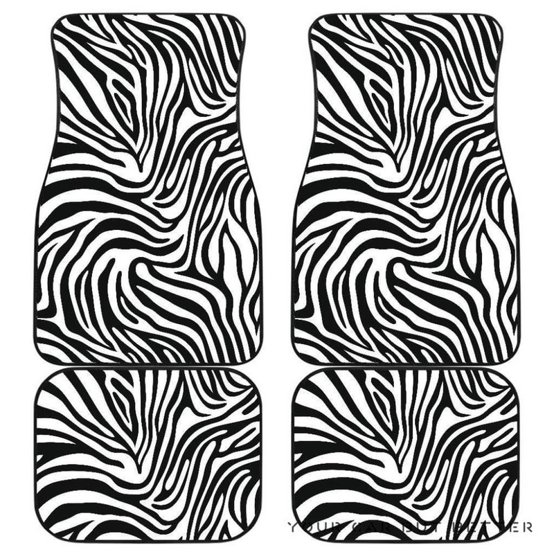 Χαριτωμένο Ζέβρα Μπροστινά και Πίσω Πατάκια αυτοκινήτου Λαστιχένιο Υλικό Αδιάβροχο Αντιρρυπαντικό Εσωτερικό 4 Σετ Αξεσουάρ Προστασίας