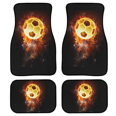 Γυναικεία πατάκια αυτοκινήτου 4 τεμαχίων, Αξεσουάρ αυτοκινήτου με στάμπα λουλουδιών κόκκινου τριαντάφυλλου Χαλί από καουτσούκ δαπέδου Προστασία παντός καιρού για αυτοκίνητο