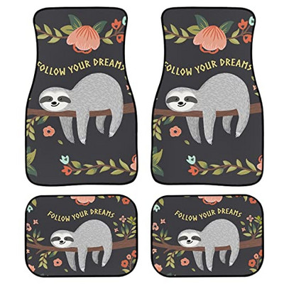 Γυναικεία πατάκια αυτοκινήτου 4 τεμαχίων, Αξεσουάρ αυτοκινήτου με στάμπα λουλουδιών κόκκινου τριαντάφυλλου Χαλί από καουτσούκ δαπέδου Προστασία παντός καιρού για αυτοκίνητο