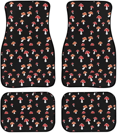 Dodaci za dekoraciju automobila 4-dijelne patosnice za automobile, slatki print gljiva Automobilske tepisi Gumene neklizajuće patosnice Univerzalne