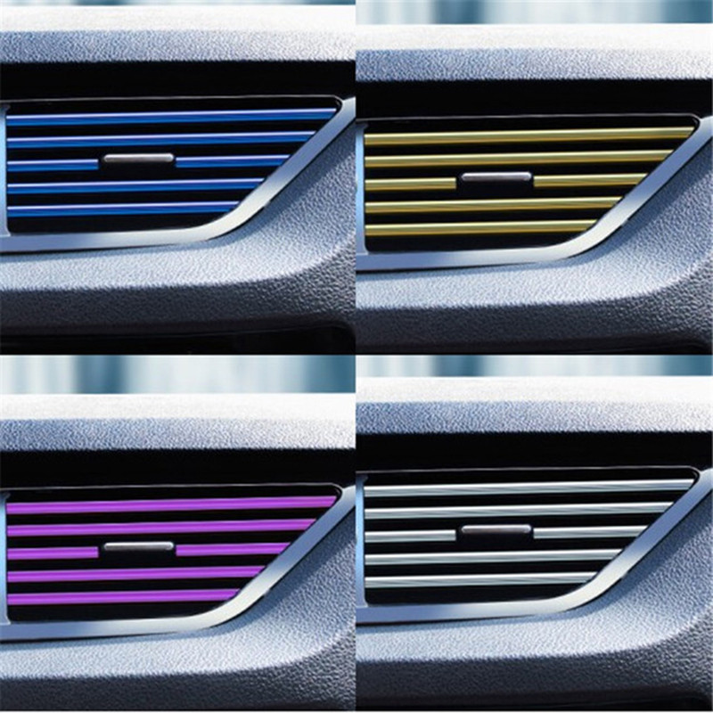 SRXTZM 20 cm stilizirana obloga za automobil Ukrasna traka za izlaz zraka Rešetka unutrašnjeg ventilacijskog otvora Prekidač Obloga ruba Ukrasna traka za izlaz DIY 10 kom
