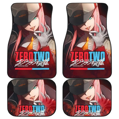 Zero Two | DARLING a FRANXX autószőnyegben Univerzálisan illeszkedő autós padlószőnyegek divatos puha vízálló autószőnyeg elölhátsó 4 darab