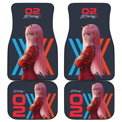 Zero Two | DARLING a FRANXX autószőnyegben Univerzálisan illeszkedő autós padlószőnyegek divatos puha vízálló autószőnyeg elölhátsó 4 darab