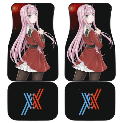 Zero Two | DARLING a FRANXX autószőnyegben Univerzálisan illeszkedő autós padlószőnyegek divatos puha vízálló autószőnyeg elölhátsó 4 darab