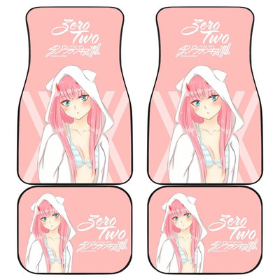 Zero Two | DARLING a FRANXX autószőnyegben Univerzálisan illeszkedő autós padlószőnyegek divatos puha vízálló autószőnyeg elölhátsó 4 darab