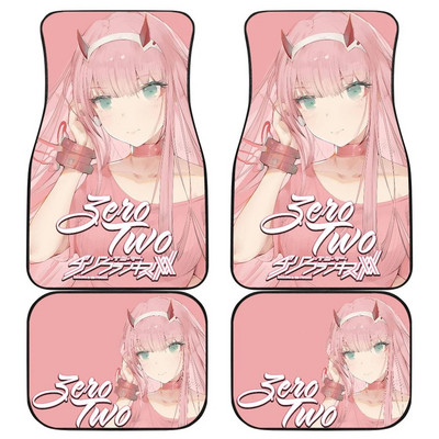 Zero Two | DARLING a FRANXX autószőnyegben Univerzálisan illeszkedő autós padlószőnyegek divatos puha vízálló autószőnyeg elölhátsó 4 darab