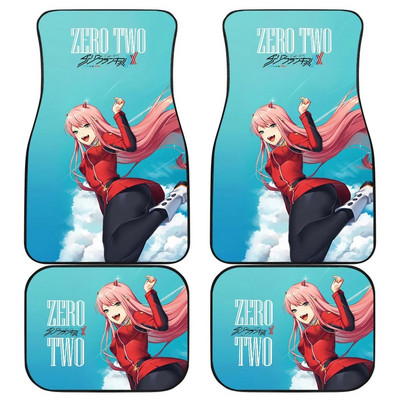 Zero Two | DARLING a FRANXX autószőnyegben Univerzálisan illeszkedő autós padlószőnyegek divatos puha vízálló autószőnyeg elölhátsó 4 darab