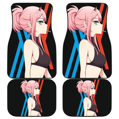 Zero Two | DARLING a FRANXX autószőnyegben Univerzálisan illeszkedő autós padlószőnyegek divatos puha vízálló autószőnyeg elölhátsó 4 darab