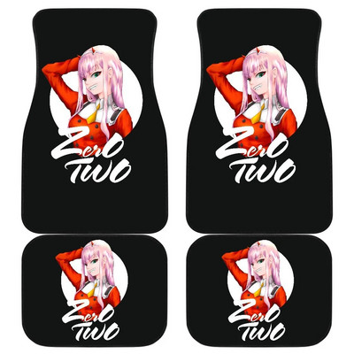 Zero Two | DARLING a FRANXX autószőnyegben Univerzálisan illeszkedő autós padlószőnyegek divatos puha vízálló autószőnyeg elölhátsó 4 darab