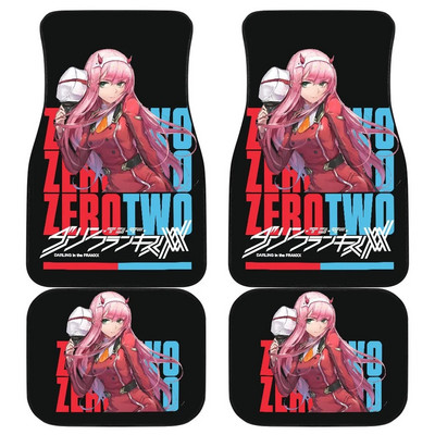Zero Two | DARLING a FRANXX autószőnyegben Univerzálisan illeszkedő autós padlószőnyegek divatos puha vízálló autószőnyeg elölhátsó 4 darab