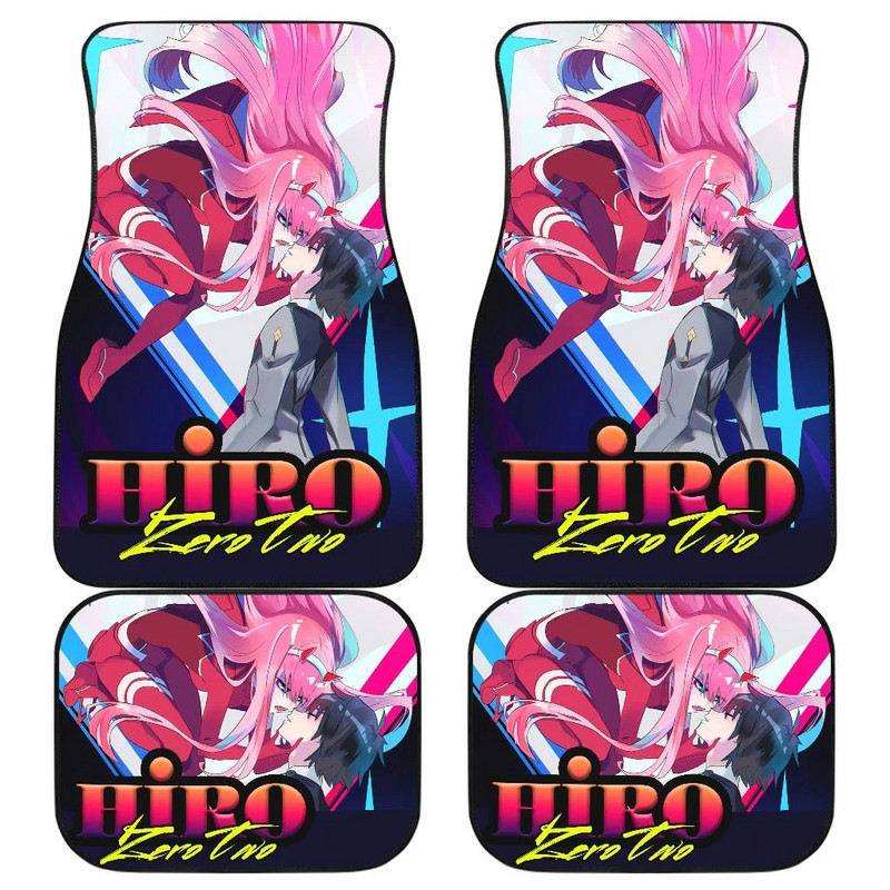 Zero Two | DARLING a FRANXX autószőnyegben Univerzálisan illeszkedő autós padlószőnyegek divatos puha vízálló autószőnyeg elölhátsó 4 darab