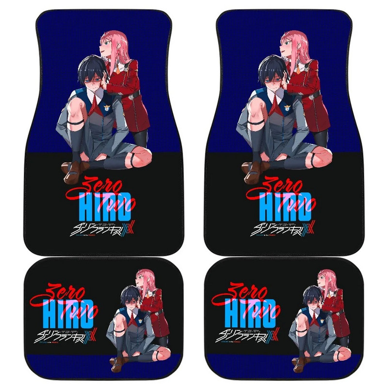 Zero Two | DARLING a FRANXX autószőnyegben Univerzálisan illeszkedő autós padlószőnyegek divatos puha vízálló autószőnyeg elölhátsó 4 darab