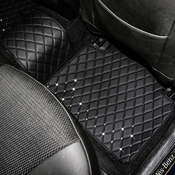 Нови универсални Bling кожени подложки за автомобили за жени Автоматични подложки за крака Автомобилно покритие за килими Диамантени автомобилни аксесоари за момичета