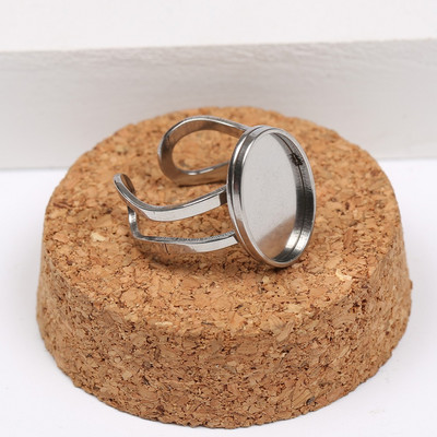 5db rozsdamentes acél fekete 13x18mm ovális cabochon gyűrű alap beállító blankok barkács előlap tálcák ujjas ékszerkészítéshez