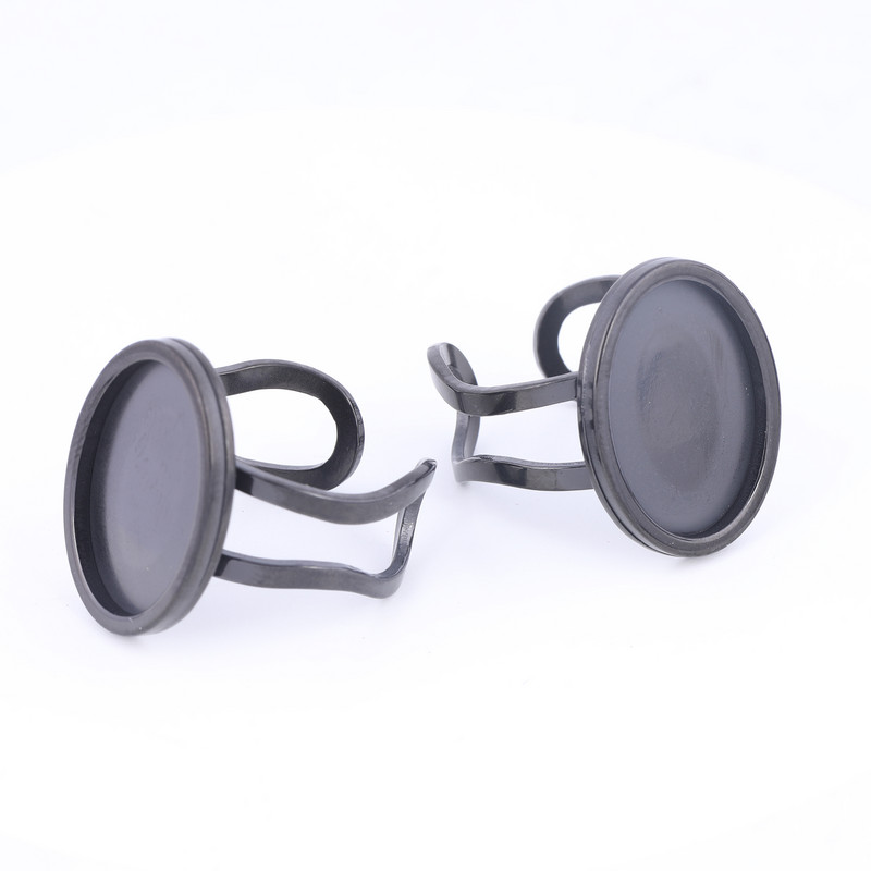 5db rozsdamentes acél fekete 13x18mm ovális cabochon gyűrű alap beállító blankok barkács előlap tálcák ujjas ékszerkészítéshez