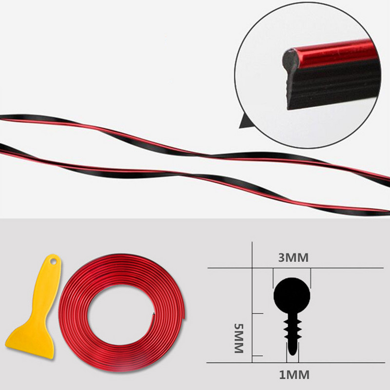 5M Εσωτερική διακόσμηση λωρίδα γραμμής χύτευσης επένδυσης πόρτας Edge ταμπλό Universal Auto Chrome Strip Εργαλείο DIY Αξεσουάρ στυλ αυτοκινήτου