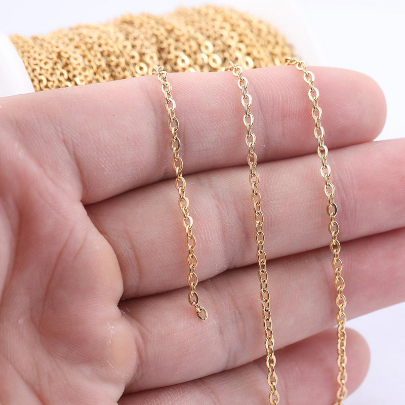 10 méter arany fekete rozsdamentes acél 2x2,5 mm-es láncszemek ékszerkészítéshez barkácsolás nyaklánc karkötők kiegészítők