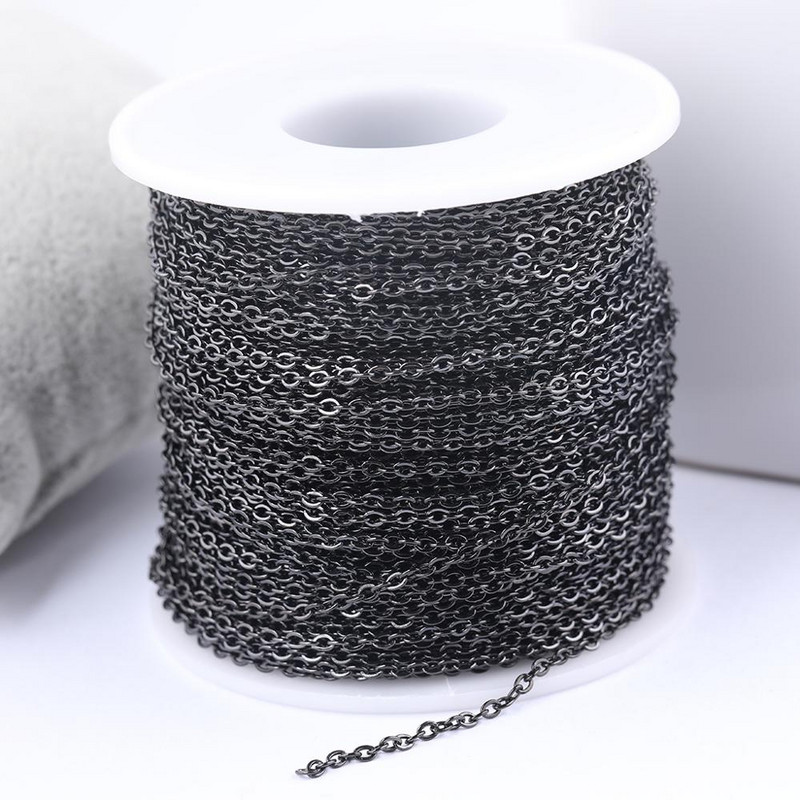 10 méter arany fekete rozsdamentes acél 2x2,5 mm-es láncszemek ékszerkészítéshez barkácsolás nyaklánc karkötők kiegészítők