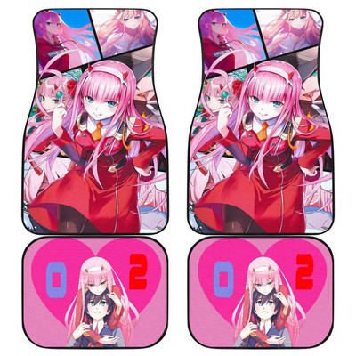 All Weather Darling in The franxx Covorașe pentru mașină Accesorii Interior 4 piese Inodor Zero Two Anime Covorașe f