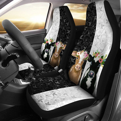 Huse scaun auto Cow Farmer (Set De 2) Huse scaune universale față pentru mașină și SUV Protector scaun personalizat Accesoriu mașină cu animale din desene animate