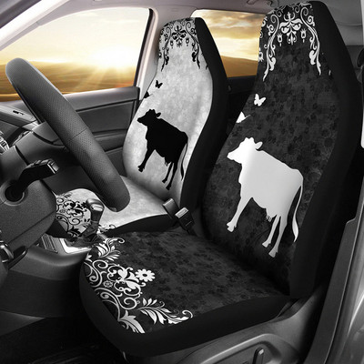 Huse scaun auto Cow Farmer (Set De 2) Huse scaune universale față pentru mașină și SUV Protector scaun personalizat Accesoriu mașină cu animale din desene animate