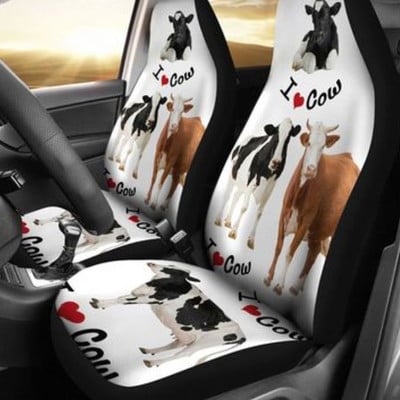Huse scaun auto Cow Farmer (Set De 2) Huse scaune universale față pentru mașină și SUV Protector scaun personalizat Accesoriu mașină cu animale din desene animate
