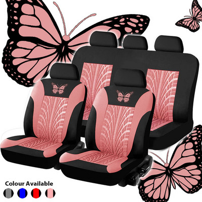 Butterfly Car Seat Covers Set Universal Tire Track Detail Pattern Auto Seat Protector Cover for Outdoor Auto Interior Accessorie