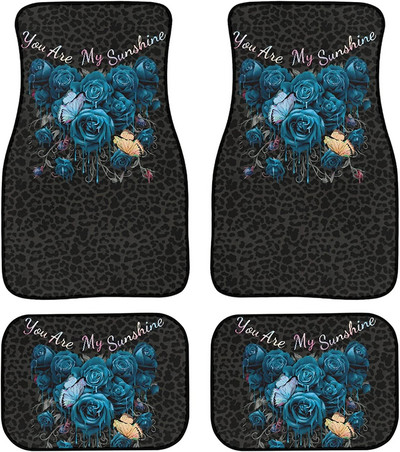 LedBack American Flag Wood Deer Skull Camo Universal Fit Μπροστινό Πίσω Auto Πατάκια δαπέδου 4 τμχ Πλήρες σετ Λαστιχένια επένδυση δαπέδου αυτοκινήτου