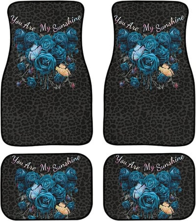 LedBack American Flag Wood Deer Skull Camo Universal Fit Μπροστινό Πίσω Auto Πατάκια δαπέδου 4 τμχ Πλήρες σετ Λαστιχένια επένδυση δαπέδου αυτοκινήτου