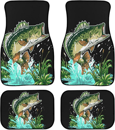 LedBack American Flag Wood Deer Skull Camo Universal Fit Μπροστινό Πίσω Auto Πατάκια δαπέδου 4 τμχ Πλήρες σετ Λαστιχένια επένδυση δαπέδου αυτοκινήτου