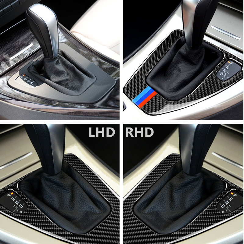 Car styling din fibră de carbon reală pentru panoul de control al schimbătorului de viteze, ornament autocolant pentru BMW seria 3 E90 E92 e93 2005-2009 2010 2011 2012