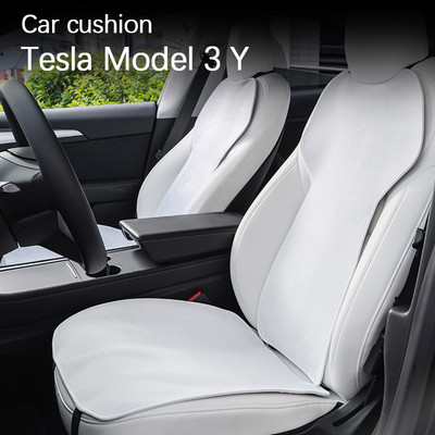 Tesla modellhez 3 Y autósülés huzat párna háttámla párna flanel szennyeződésmentes rúgás gátló fehér párna belső kiegészítők
