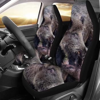Boar Animal Pattern Κάλυμμα καθίσματος αυτοκινήτου ταιριάζει στα περισσότερα αξεσουάρ εσωτερικού αυτοκινήτου Σετ 2 Universal καλύμματα μπροστινών καθισμάτων