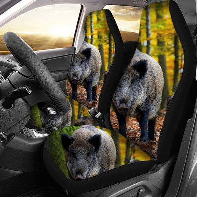 „Boar Animal Pattern“ automobilio sėdynės užvalkalas tinka daugeliui automobilio salono priedų. Rinkinys iš 2 universalių priekinių sėdynių užvalkalų