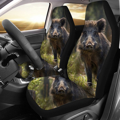 „Boar Animal Pattern“ automobilio sėdynės užvalkalas tinka daugeliui automobilio salono priedų. Rinkinys iš 2 universalių priekinių sėdynių užvalkalų