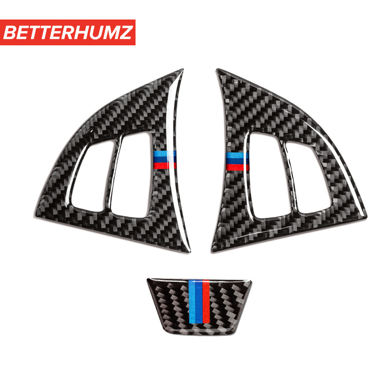 BETTERHUMZ süsinikkiust auto rooliratta nupu trimmi M Performance kleebised BMW X5 E70 X6 E71 2008-2013 autotarvikutele