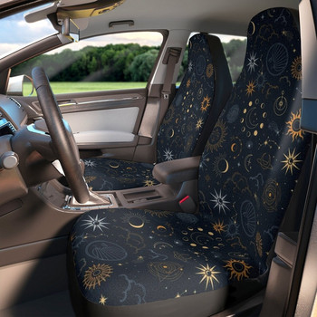 Калъфите за автомобилни седалки Outer Space Stars в 2 опаковки пасват на повечето автоаксесоари с отпечатани общи калъфи за предни седалки