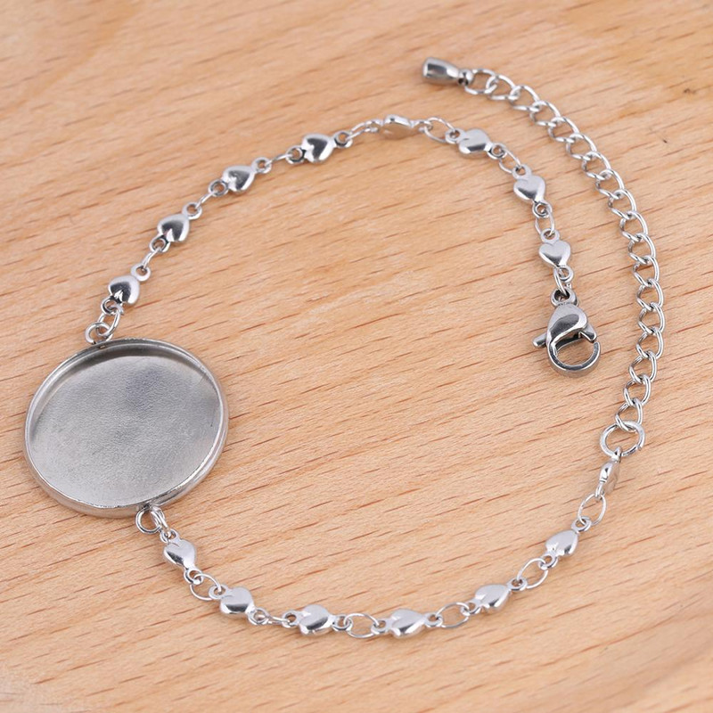 5db rozsdamentes acél karkötő alapdarabok 20mm-es cameo cabochon beállító tálcák karkötőhöz karkötő készítési kellékek