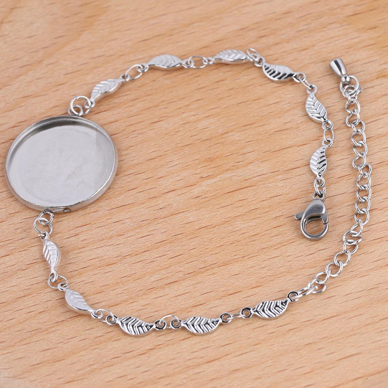 5db rozsdamentes acél karkötő alapdarabok 20mm-es cameo cabochon beállító tálcák karkötőhöz karkötő készítési kellékek