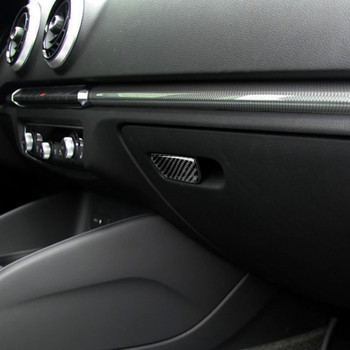 Кутия за съхранение на ръкавици на втория пилот на автомобила Декоративна облицовка на дръжката Вътрешен стикер от въглеродни влакна Декоративен за Audi A3 8V 13-18 LHD Автоаксесоари