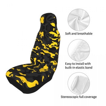 Καλύμματα καθισμάτων αυτοκινήτου Camo Style Universal για αυτοκίνητα Φορτηγά SUV ή Van Μαύρο και κίτρινο καμουφλάζ Bucket Καθίσματα Προστατευτικά Γυναικεία