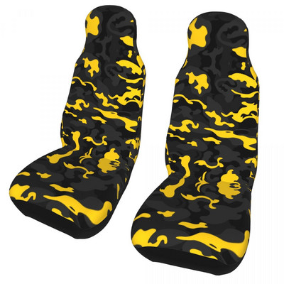 Huse pentru scaune auto în stil camuflaj universale pentru mașini, camioane, SUV sau furgonetă, negru și galben, huse de protecție pentru scaune cu camuflaje pentru femei