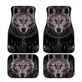 Cool Tribal Wolf Dream Catcher Dark Print Decor Carpet Car Floor Mats Set of 4 Parts Universal Fit for Auto Vehicle Fron